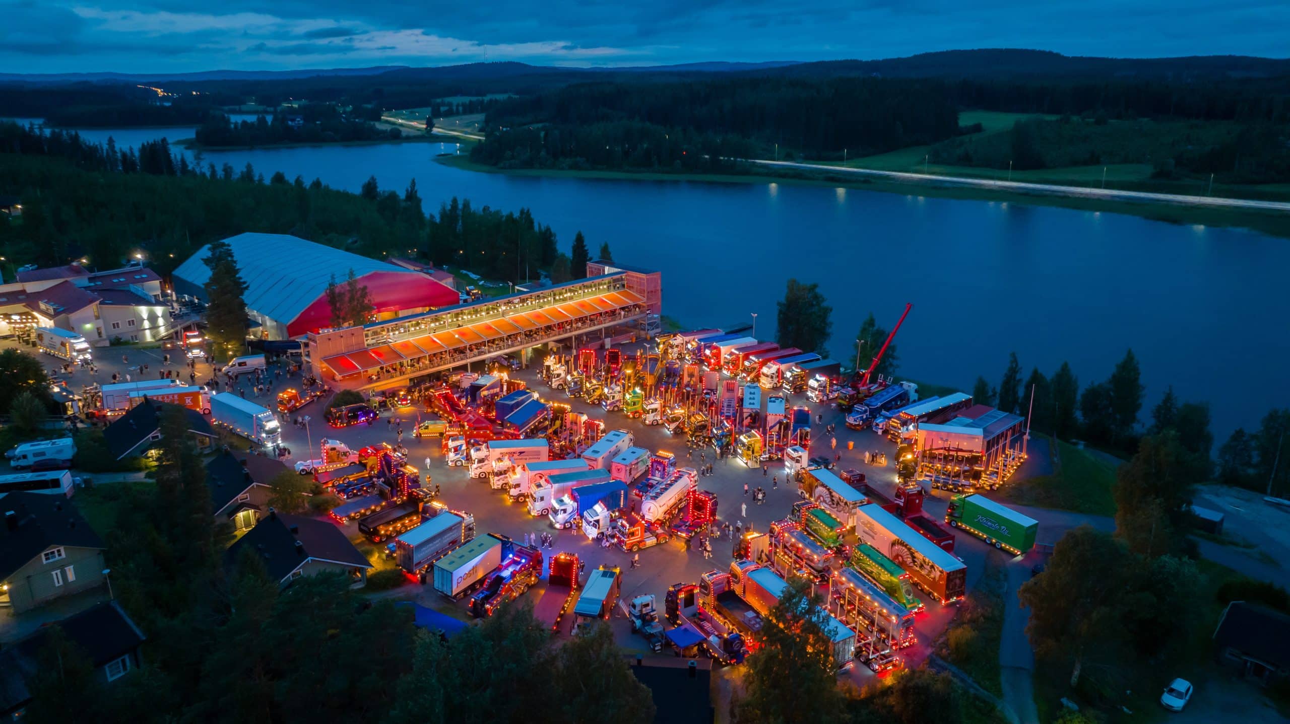 Aerial view of a truck event.